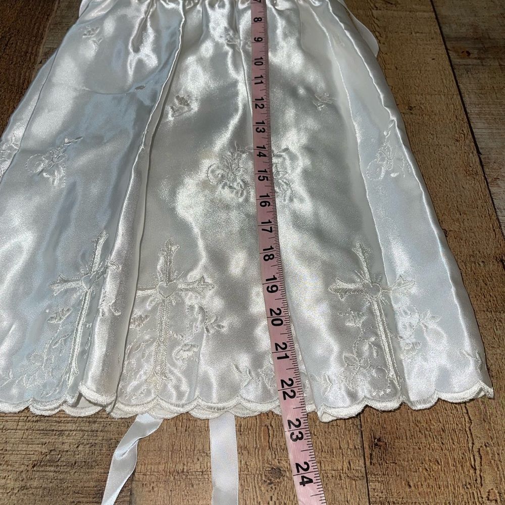 White Holy Communion Dress Tulle Flared Skirt cross Beads vintage - Picture 3 of 7